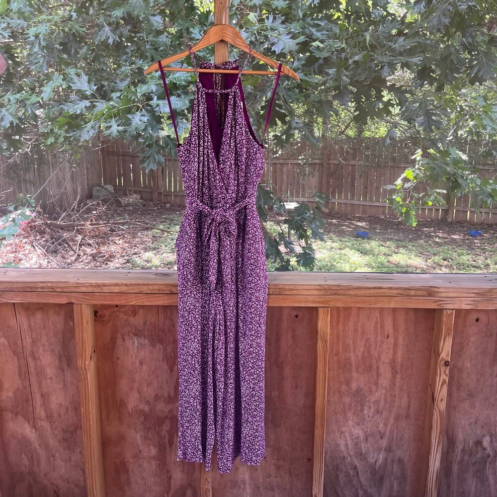 Anthropologie Maeve Claremont Jumpsuit Purple Floral Size XS - Picture 4 of 13